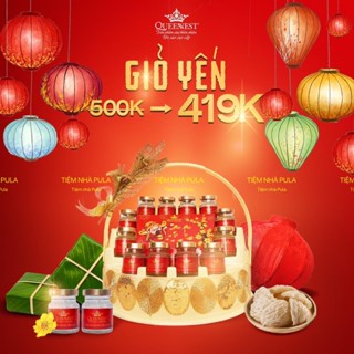 GIỎ QUÀ TẾT YẾN QUEENNEST 12 HỦ/ GIỎ QUÀ XUÂN 12 HỦ YẾN CÓ ĐƯỜNG CAO CẤP/ GIỎ QUÀ YẾN