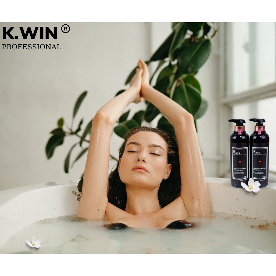 Dầu gội xả phục hồi hư tổn Kwin luxury smoothing repair and loss 650ml, giải quyết mọi vấn đề về tóc, hương thơm cao cấp