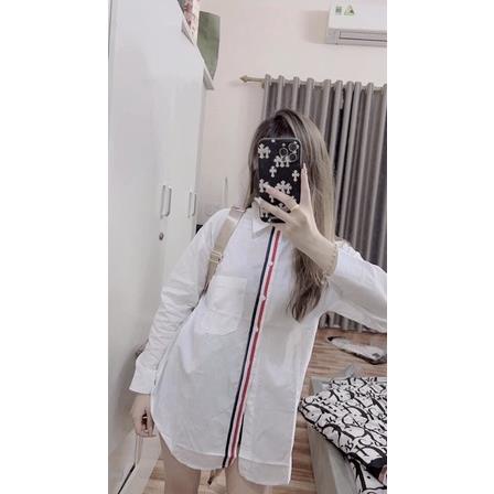 Sơ Mi Phối Kẻ 2 Vạch Đen Đỏ Thần Thánh Có Túi Unisex