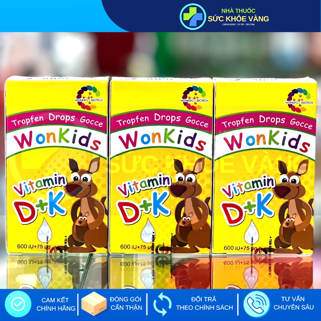 Wonkids - Bổ Sung Vitamin D + K Giúp Bé Tăng Cường Hấp Thụ Canxi, Giảm Mồ Hôi Trộm, Tăng Chiều Cao, Phát Tiển Xương Khớp