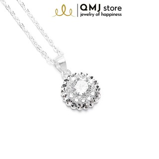 Dây chuyền bạc QMJ Tròn viền phay ổ đá giưa đẹp xuất sắc- Q148