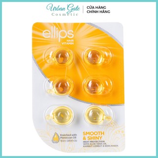 Dưỡng tóc ELLIPS Vàng Dầu Cá Hair Vitamin Smooth & Shiny (Vỉ 6 Viên)