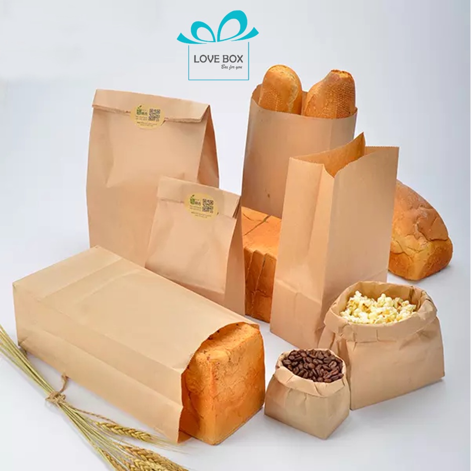 Túi giấy đựng thực phẩm, túi bánh mỳ, đồ chiên không quai - Set 100 túi đựng gà rán khoai tây chiên