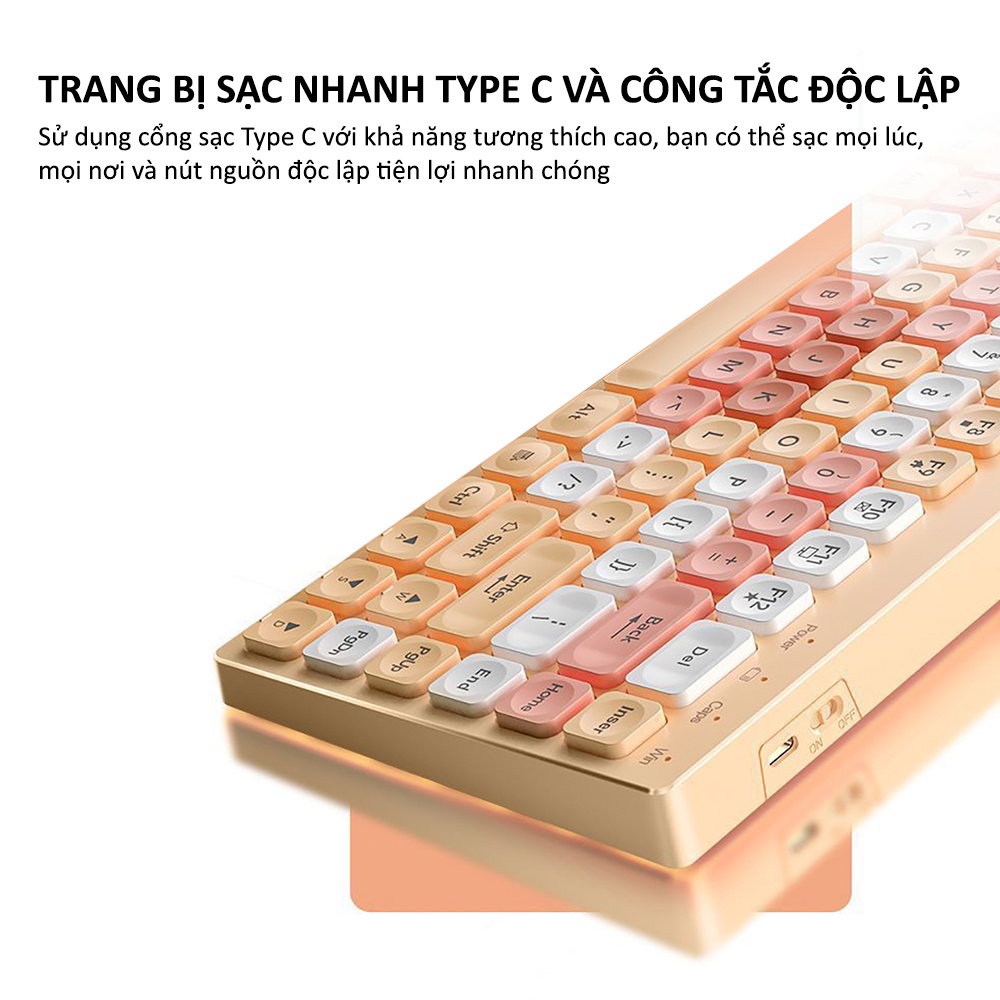 Combo bàn phím chuột không dây mini SIDOTECH KM02 82 keys nhỏ gọn màu sắc trắng đen xanh cho máy tính laptop văn phòng | BigBuy360 - bigbuy360.vn