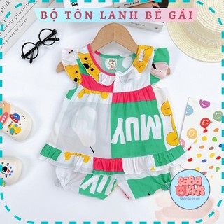 Đồ Bộ Tole Cho Bé Gái Cánh Xòe Chất Tôn Lanh SABAKIDS Cực Mát Đáng Yêu Mặc Hè Cho Bé