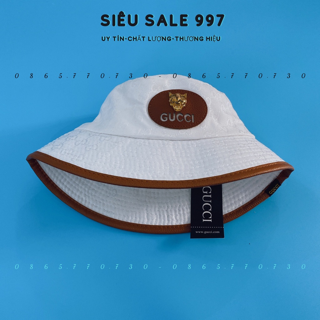 MŨ LƯỠI TRAI GC ĐẦU KIM LOẠI VIỀN DA CAO CẤP, MŨ BUCKET THỜI TRANG HOT 2023 FULL TEM MÁC HIIỆU
