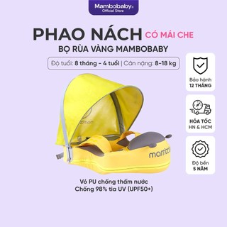  Phao bơi cho bé Mambobaby phao bơi chống lật vỏ PU chống thấm nước có mái che màu vàng - BỌ RÙA 