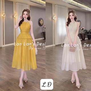 Váy tơ đính dây nơ váy xoè tầng
