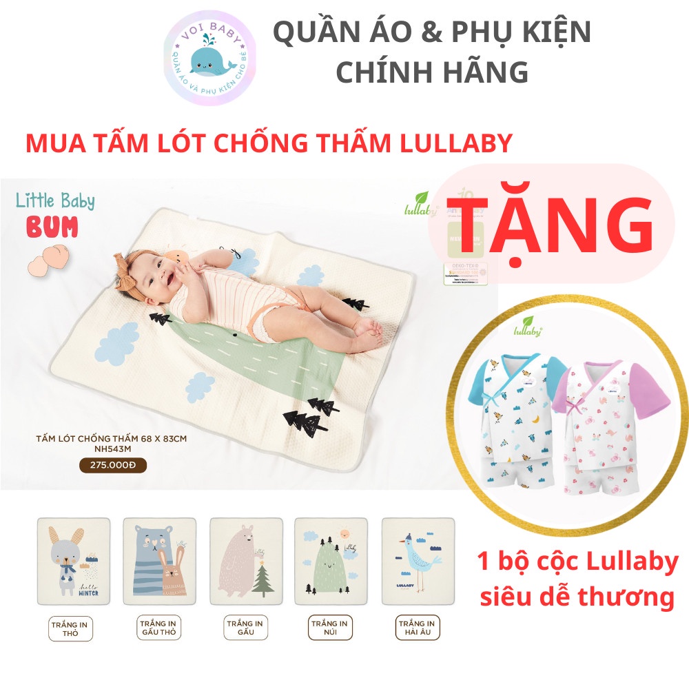 Tấm lót chống thấm hoạ tiết Lullaby cho bé NH543M Tặng 1bộ cộc tay