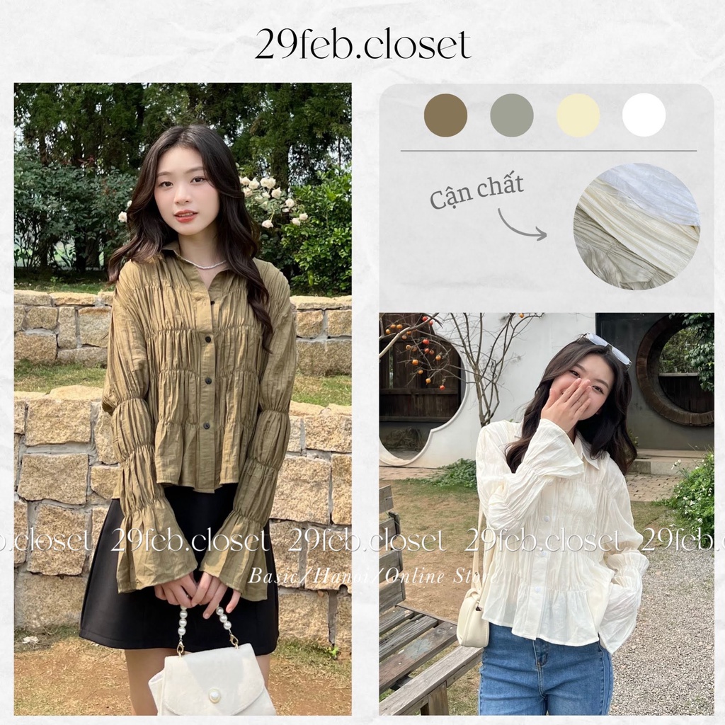 Áo sơ mi voan tơ mịn bo chun cách điệu - 29feb.closet - A216