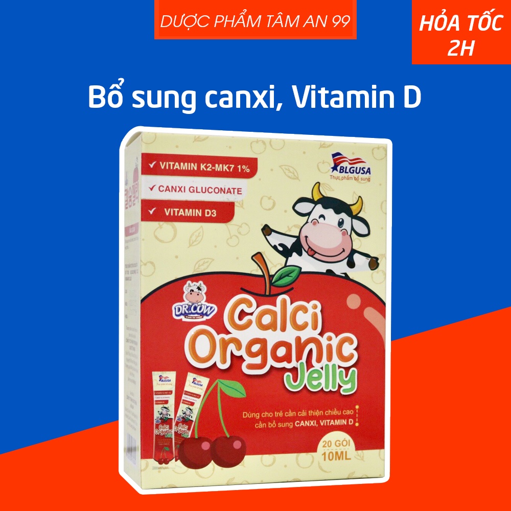 Calci Organic Jelly thạch canxi, vitamin D3 giúp bé tăng chiều cao, chắc khỏe xương - 20 gói