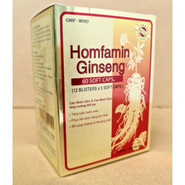 Homfamin Ginseng nhân sâm - Tăng cường bồi bổ sức khỏe - Nguyên liệu nhập khẩu Mỹ- Hộp 60 viên