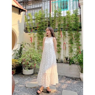 ĐẦM SIE - Đầm yếm nữ buộc nơ, tầng thêu