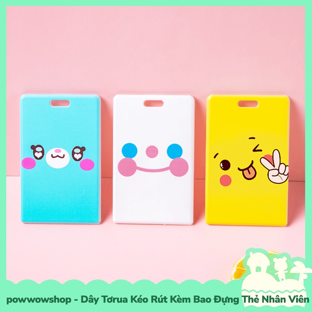 [Sẵn VN - Hỏa Tốc] Dây Tơrua Kéo Rút Kèm Bao Đựng Thẻ Nhân Viên Nhựa PP Phong Cách So Cute Face Đáng Yêu