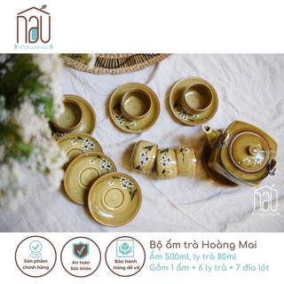 Ấm chén HOÀNG MAI bình trà được của nghệ nhân làng gốm Truyền thống Bát Tràng thích hợp khi tặng biếu, tân gia, tết