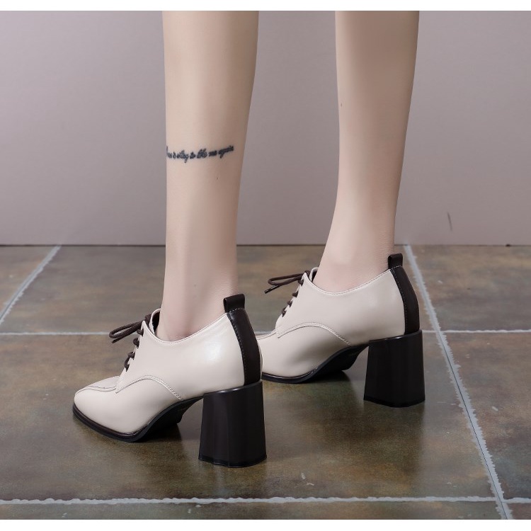 Giày Cao Gót Đế Dày Buộc Dây Phối Lông Vũ Thời Trang Cá Tính Cho Nữ