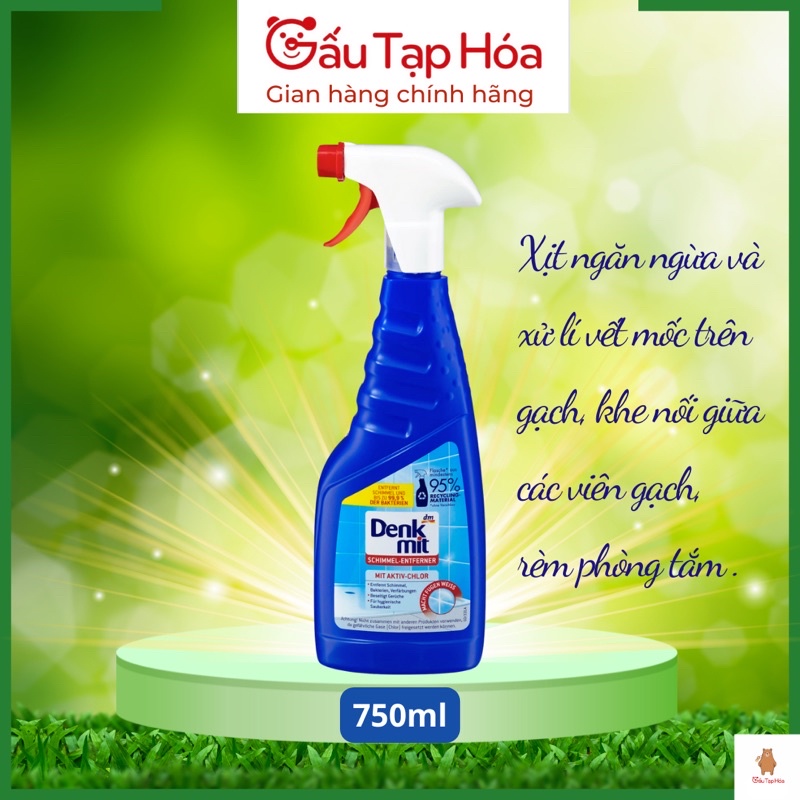 Xịt ngăn ngừa và xử lí vết mốc trên gạch, viền chỉ gạch, tường Denkmit Schimmel Entferner