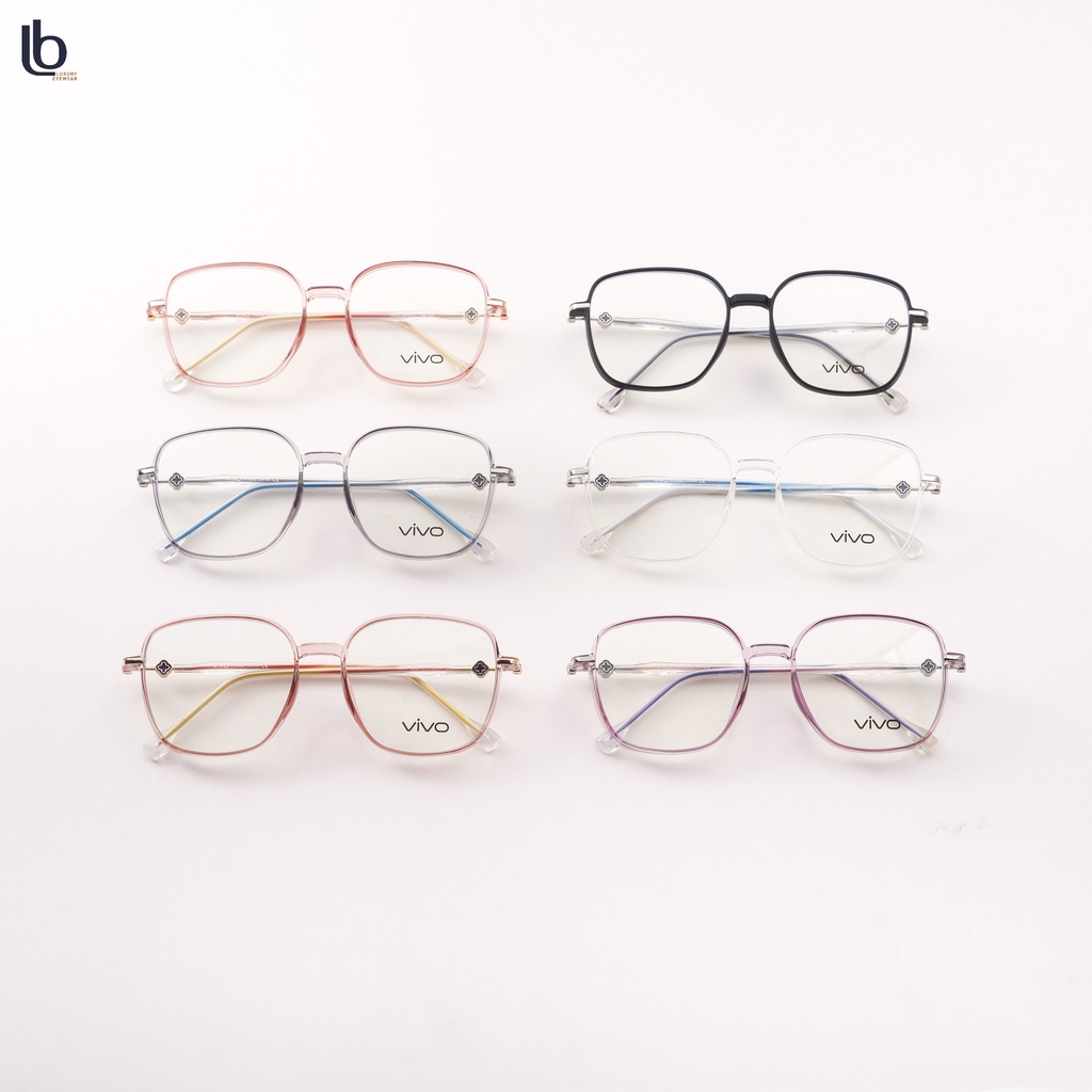 Kính gọng vuông kim loại LB EYEWEAR 8295 kính mắt cận nam nữ chống ánh sáng xanh, tia UV thời trang cao cấp