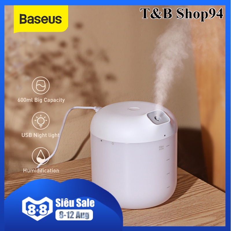 Máy phun sương tạo độ ẩm Baseus phù hợp cho Văn Phòng Nhà Lớn Xịt Thông Minh Máy Tạo Độ Ẩm Không Khí có ĐÈN LED Đèn Ngủ