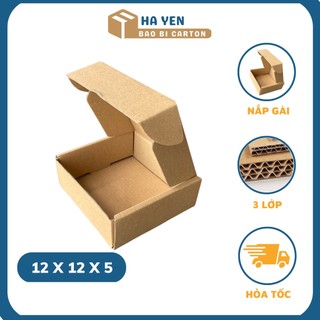 12 x 12 x 5 cm - combo 100 hộp carton nắp gài 125 cm