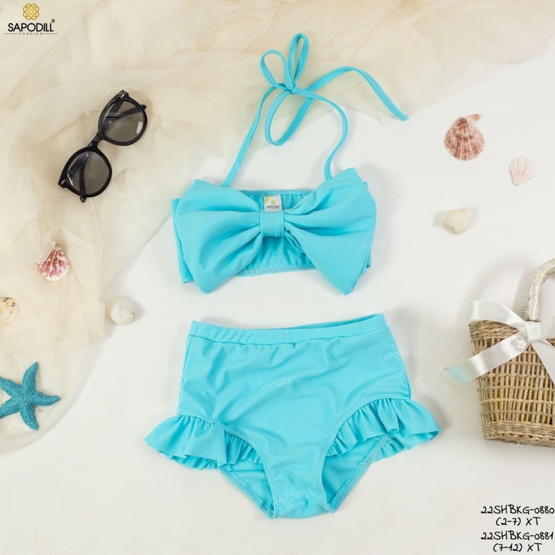 Bikini, đồ bơi trơn 2 mảnh cho bé gái