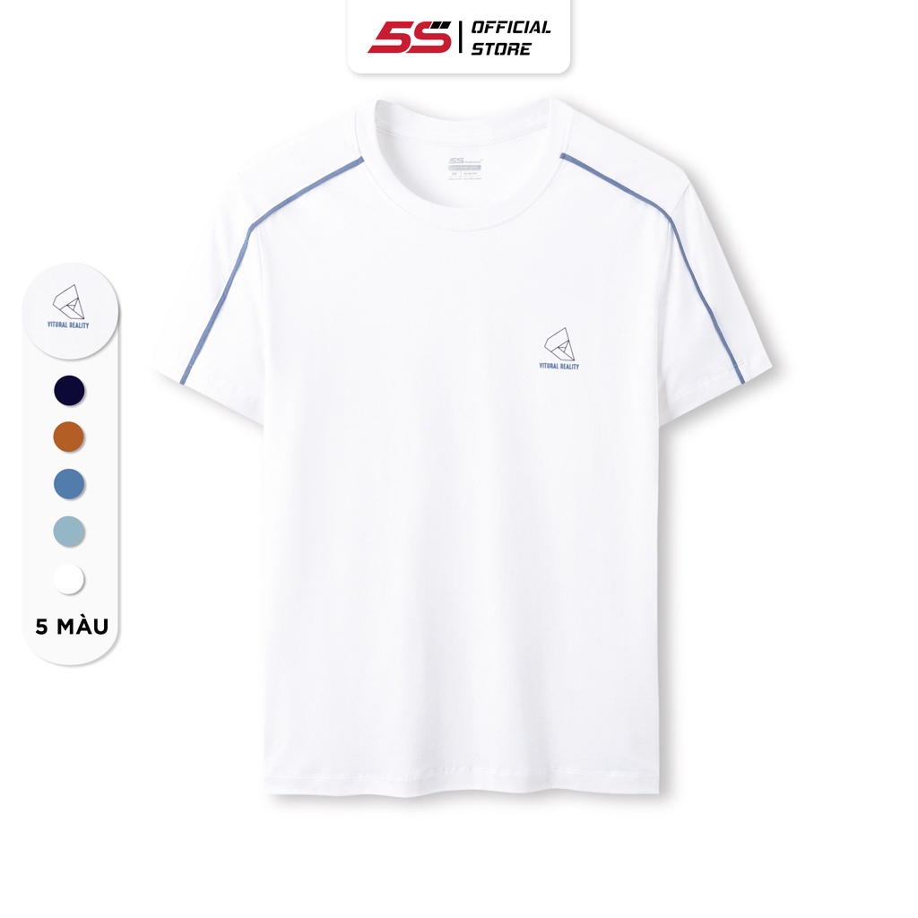 Áo Tshirt Nam 5S (5 Màu), Chất Liệu Cotton Mềm Mịn, Thiết Kế Sọc Cầu Vai (02-TSO23008)