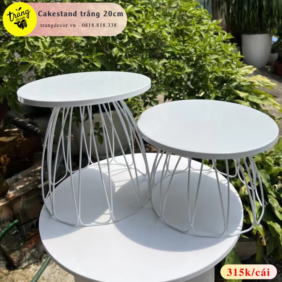 Cake stand mặt sắt chân đan