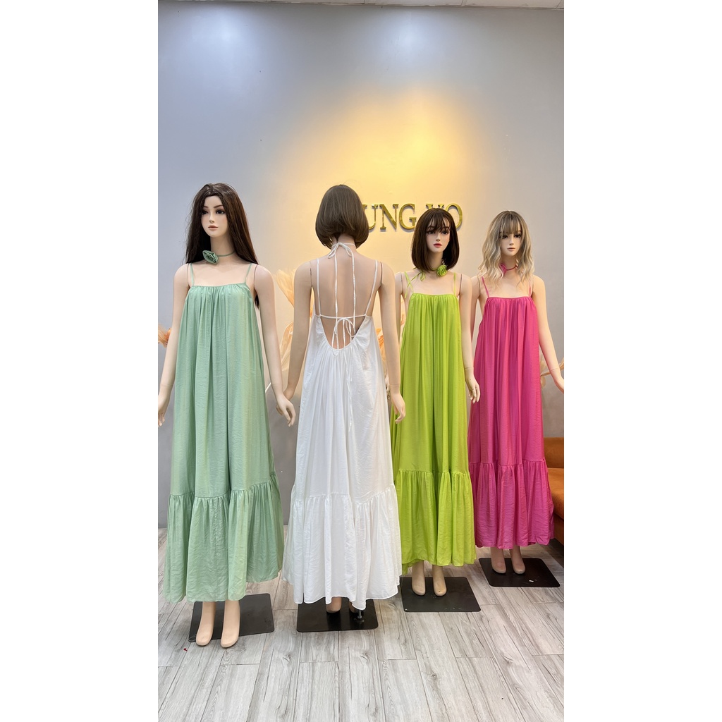 Đầm maxi suông hở lưng