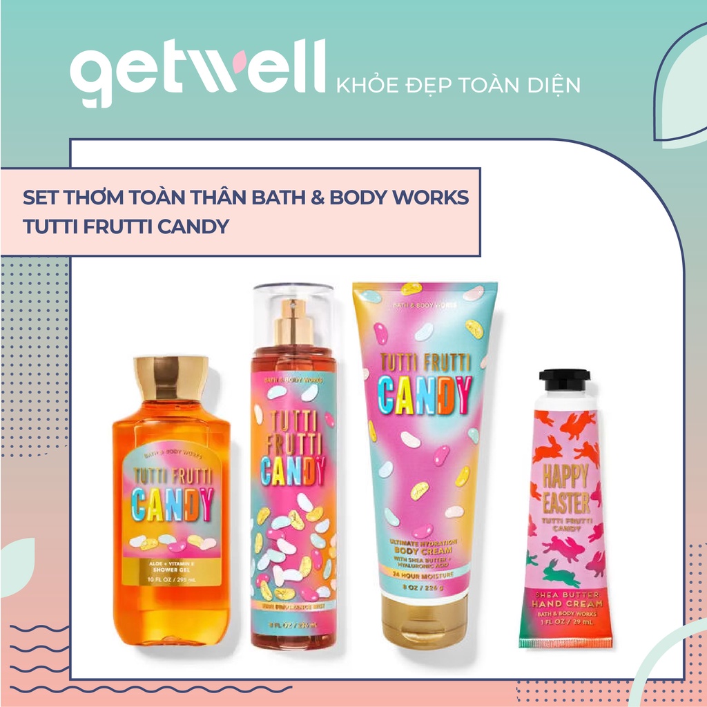 Sản Phẩm Tắm Dưỡng Xịt Thơm Toàn Thân Nến thơm phòng Bath & Body Works - Tutti Frutti Candy