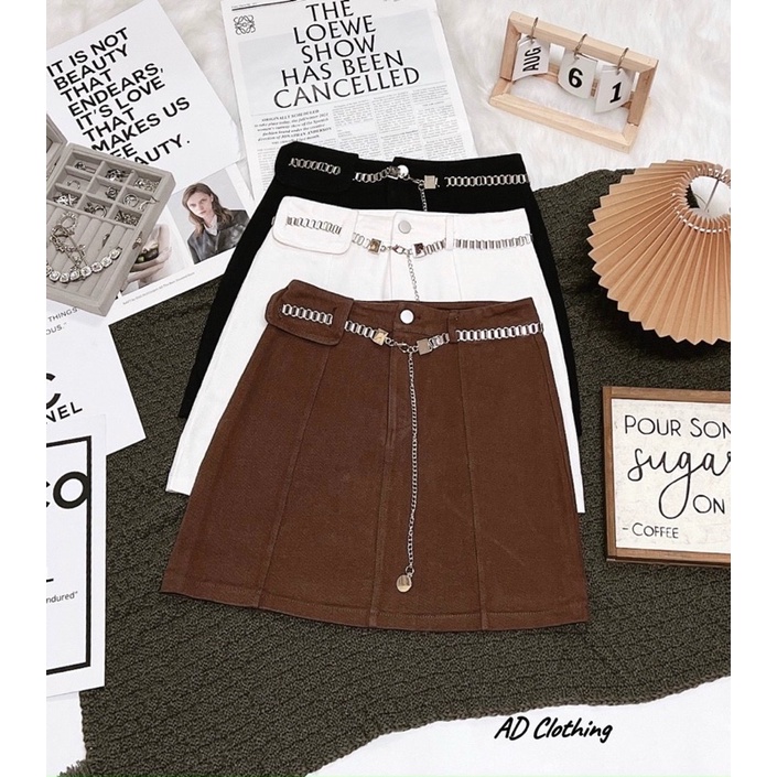 CHÂN VÁY KAKI KÈM ĐAI XÍCH TÚI VÍ HÀNG QC MS17268