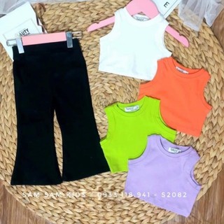 Set bộ áo sát nách quần loe sành điệu cho bé gái