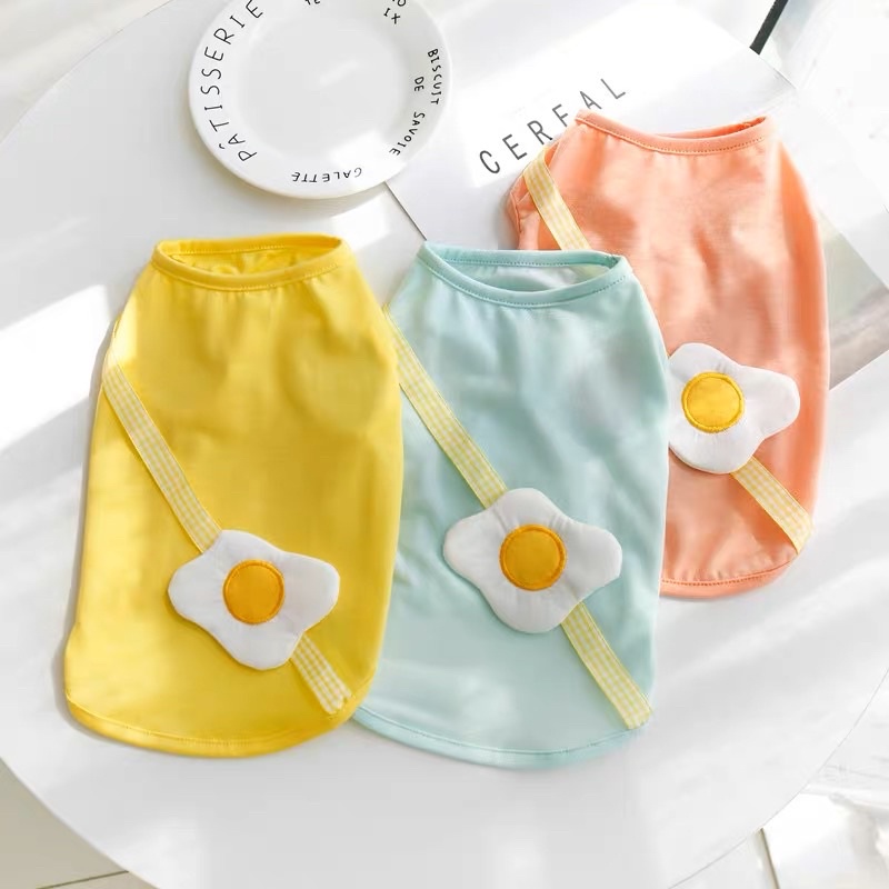 áo thun trứng ốp la pastel xinh cho chó mèo