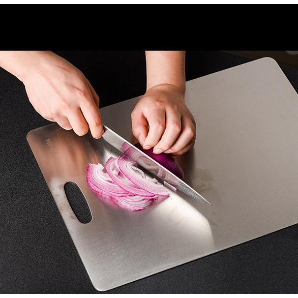 Thớt inox 304 cao cấp kháng khuẩn - chống ẩm mốc độc hại, vệ sinh dễ dàng, tiện lời, cường lực không mùn gỗ, an toàn