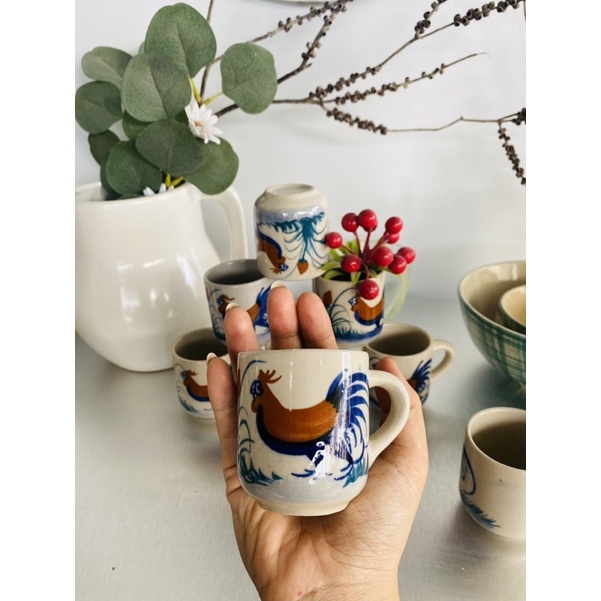 Tách Gà Nhỏ Hoạ Tiết Gà / Trúc Xanh 6*6cm