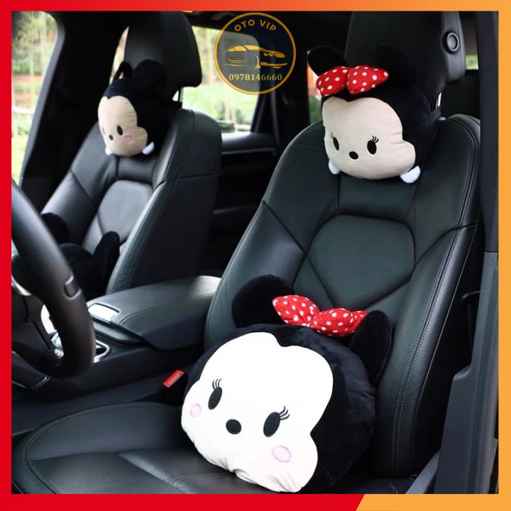 Bộ tựa cổ lưng mickey-minie xinh xắn, đáng yêu. Bộ gối tựa dành cho ghế ô tô, văn phòng.