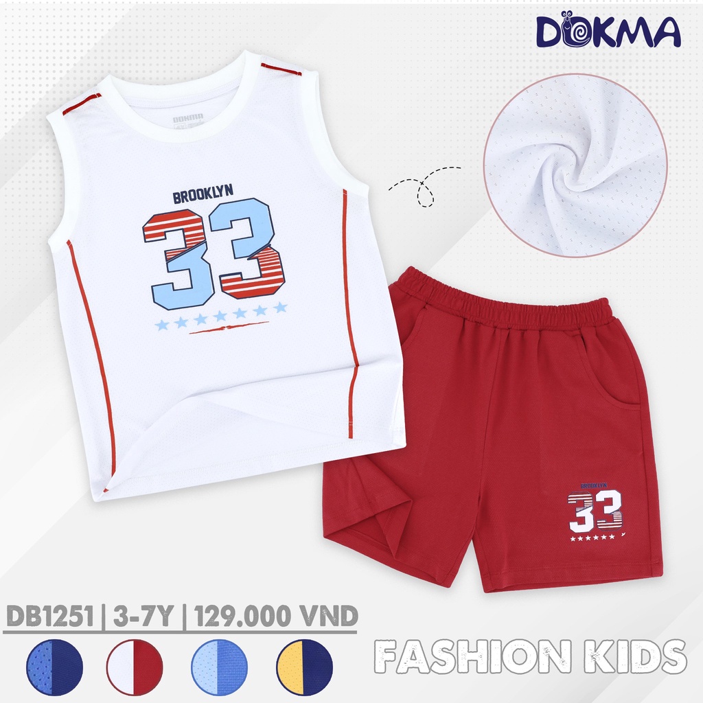 🌶 🌶 🌶Bộ ba  lỗ thể thao cho  bé trai 3-7y Dokma  DB1251