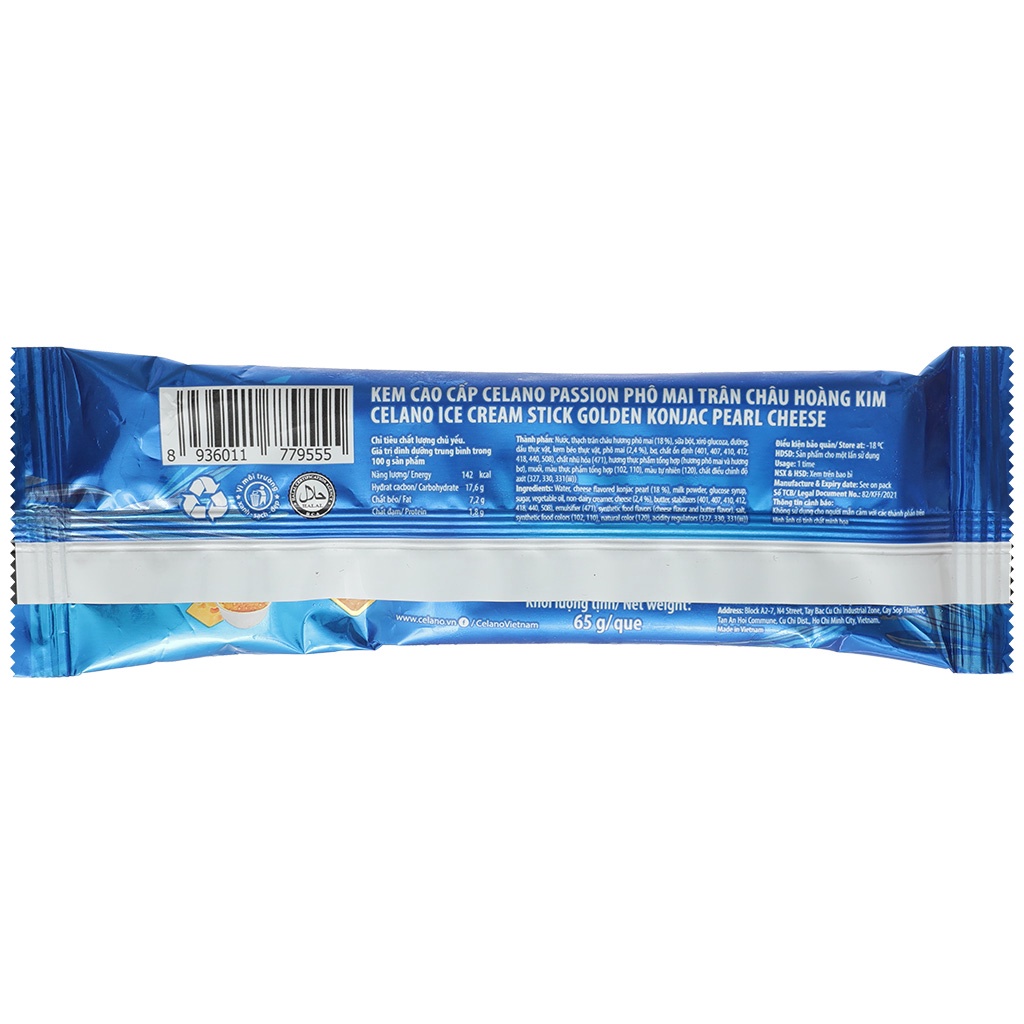 SET 10 QUE - Kem que phô mai trân châu hoàng kim Celano 65g