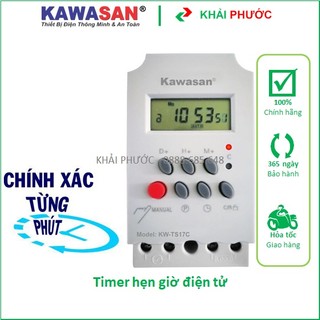 Công tắc thời gian Timer hẹn giờ điện tử tự động bật tắt ON OFF gắn thanh ray TS17C Kawasan - Khải Phước Electric