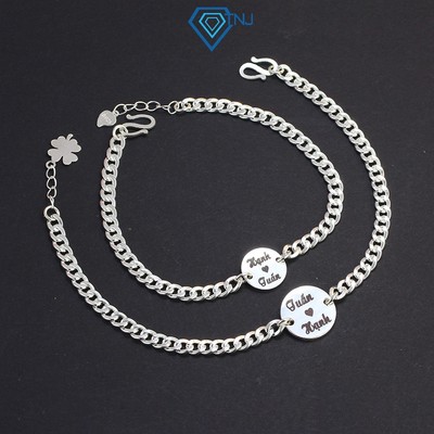 Vòng tay đôi bạc nam nữ khắc tên theo yêu cầu LTD0035 - Trang Sức TNJ
