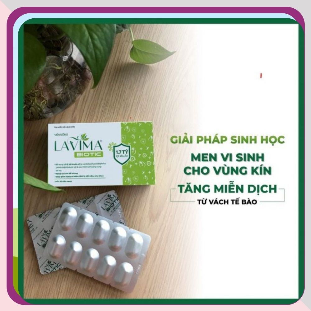 Lavima Viên uống LAVIMA BIOTIC Men Vi Sinh Vùng Kín, Giảm Khí Hư, ngứa, Ngăn Ngừa Tái Phát 20v - Che tên sp