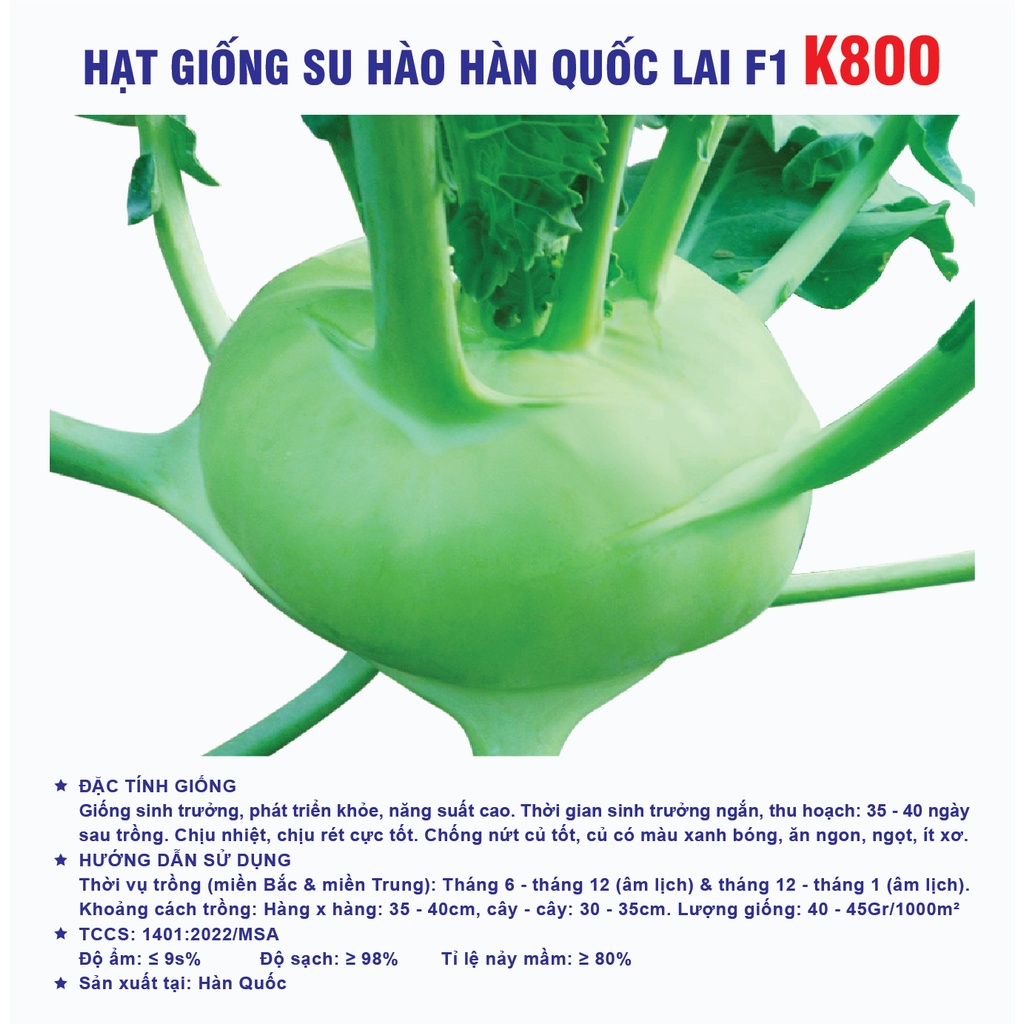 Hạt giống su hào Hàn Quốc lai F1 K800