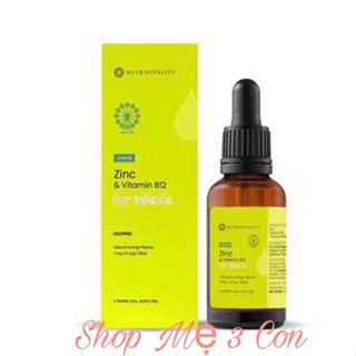   Nhập Khẩu Cty  Kẽm giọt Nutrivitality chứa Zn + B12 cho bé từ sơ sinh  Zinc 1MG +B12 0.1MCG  