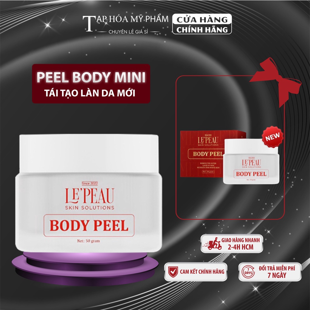 Peel da body retinol mini LEPEAU, peel body toàn thân giúp da tái tạo trắng sáng hết thâm sạm 50gr
