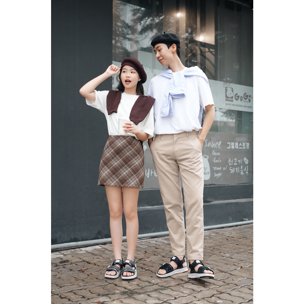 Giày sandal nam nữ unisex Buenas Sport SD-2628 màu đen - ghi học sinh quai hậu đế cao 3 phân