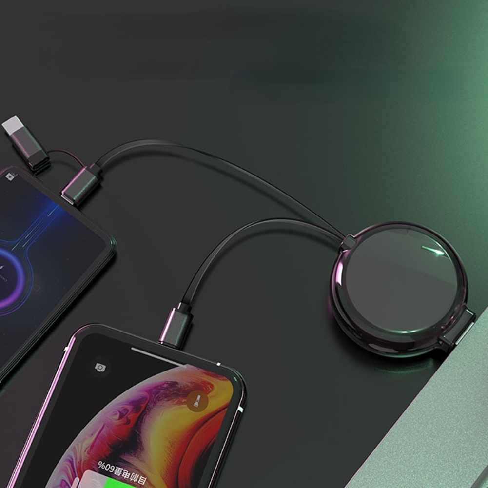 [Hàng Sẵn] Cáp sạc 3 trong 1 Thiết kế có thể thu vào đa năng di động nhỏ cho ô tô gia đình  【Spring061】