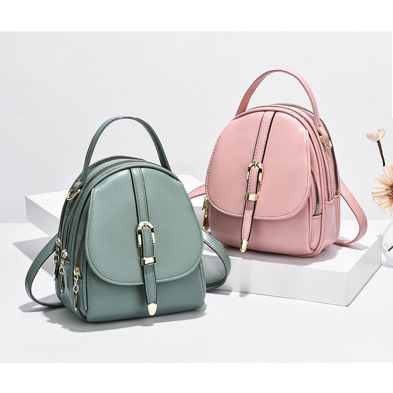 Balo mini da nữ đeo 2 kiểu cực đẹp đeo balo và đeo kiểu túi, nhiều ngăn để đồ, balo nữ đi làm, đi chơi