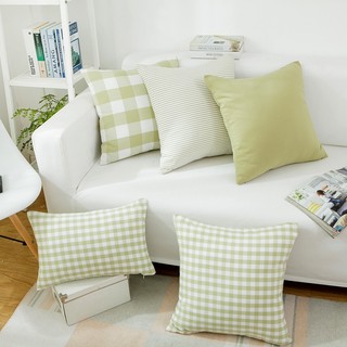 Vỏ gối tựa lưng sofa 45x45cm trơn , vỏ bao gối vuông họa tiết kẻ sọc caro