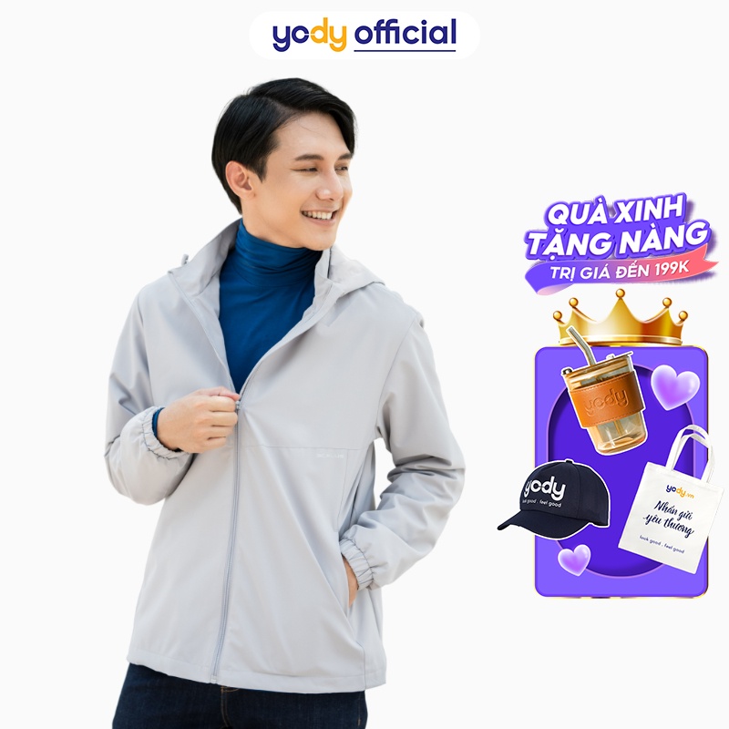 Áo khoác gió nam YODY bản 3c plus có mũ năng động thể thao AKM5037 MAK24
