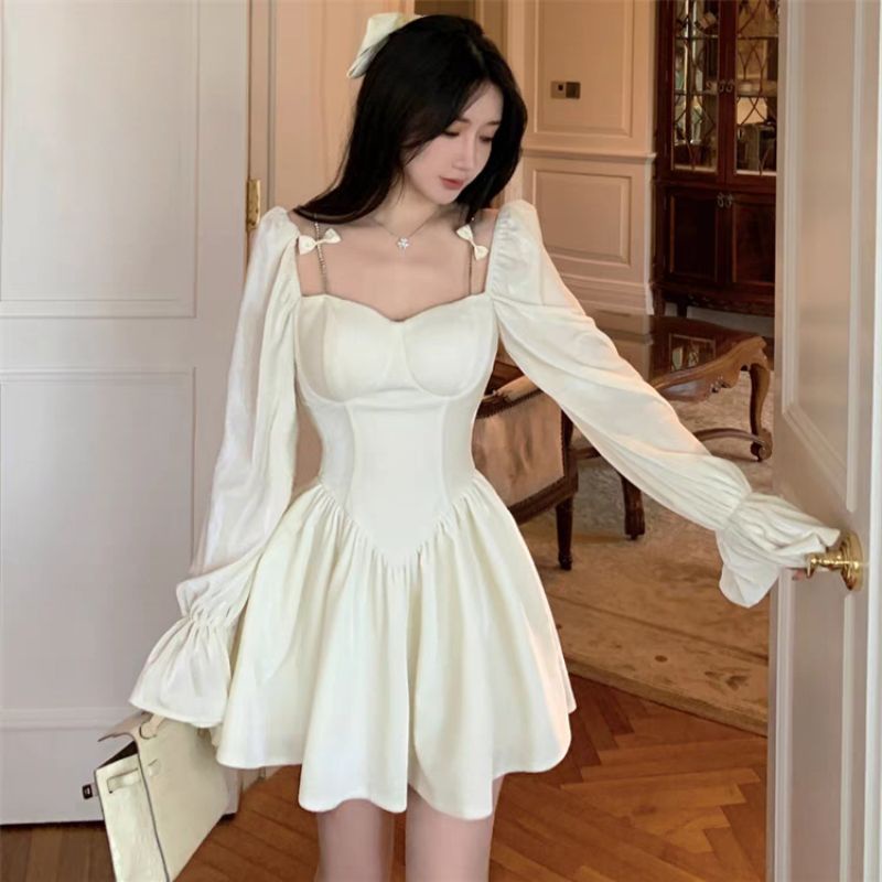 Đầm nhung tiểu thư tay phồng siêu xinh 🌼