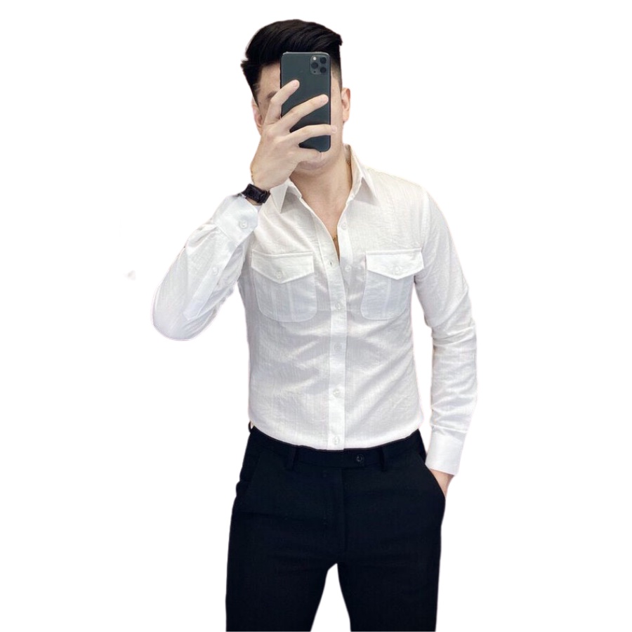 Áo Sơ mi nam PATIO,CHẤT LIỆU ĐŨI, SƠ MI NAM DÀI TAY 2 TÚI NGỰC CÁ TÍNH- LÊN FORM SIÊU ĐẸP